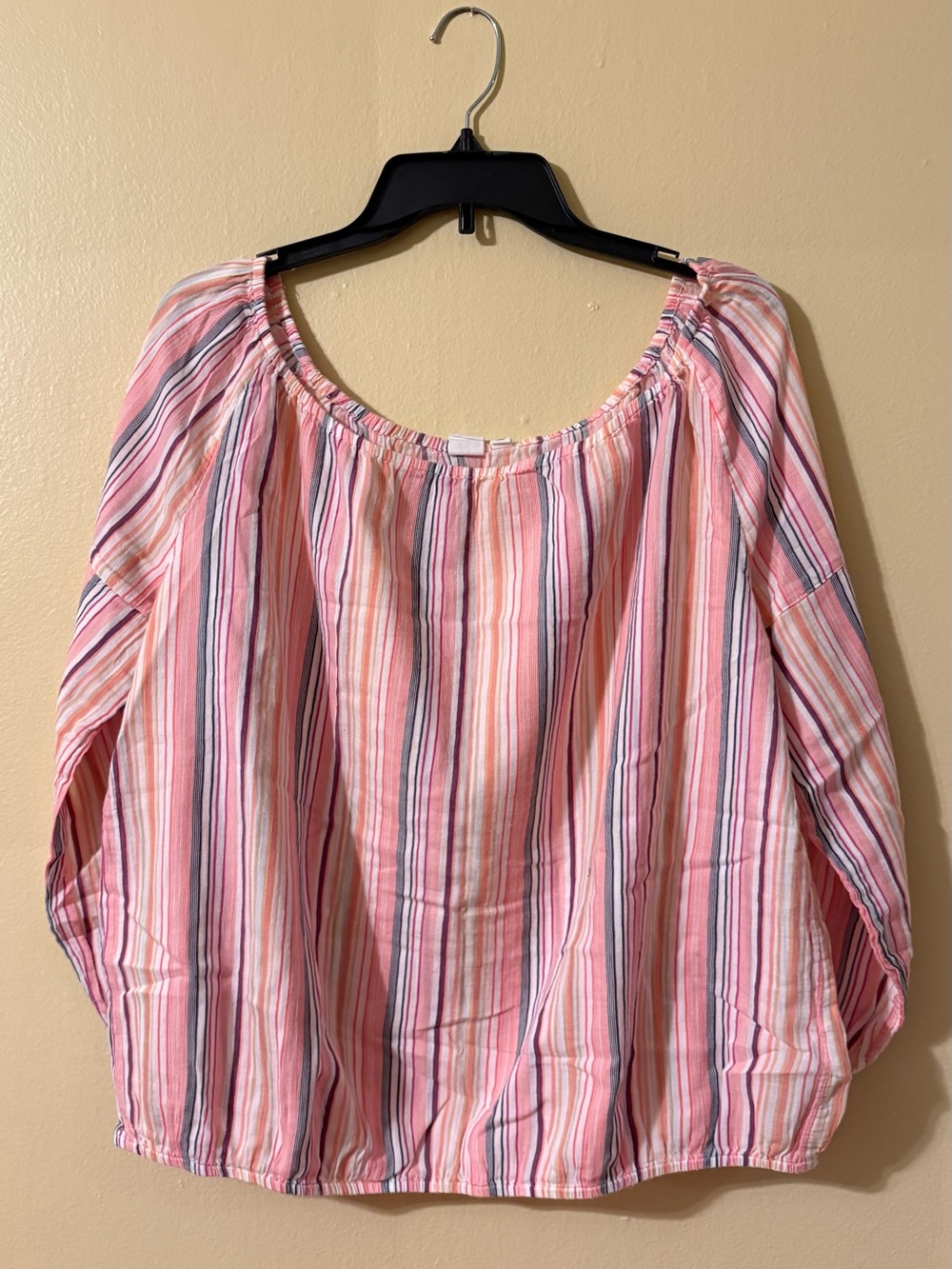 GAP Pink and White Striped Peasant Blouse